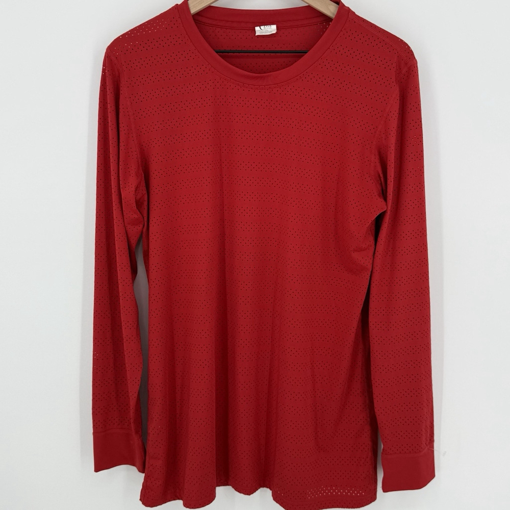 Zyia Active Womens Red Long Sleeve Vented Perforated Athletic Top Size 2XL
